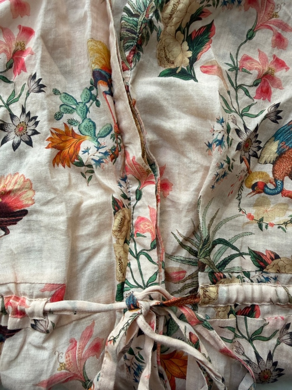 Johnny Was Workshop Floral Peach Midi Dress Embroidered sleeves size XL - Picture 9 of 15